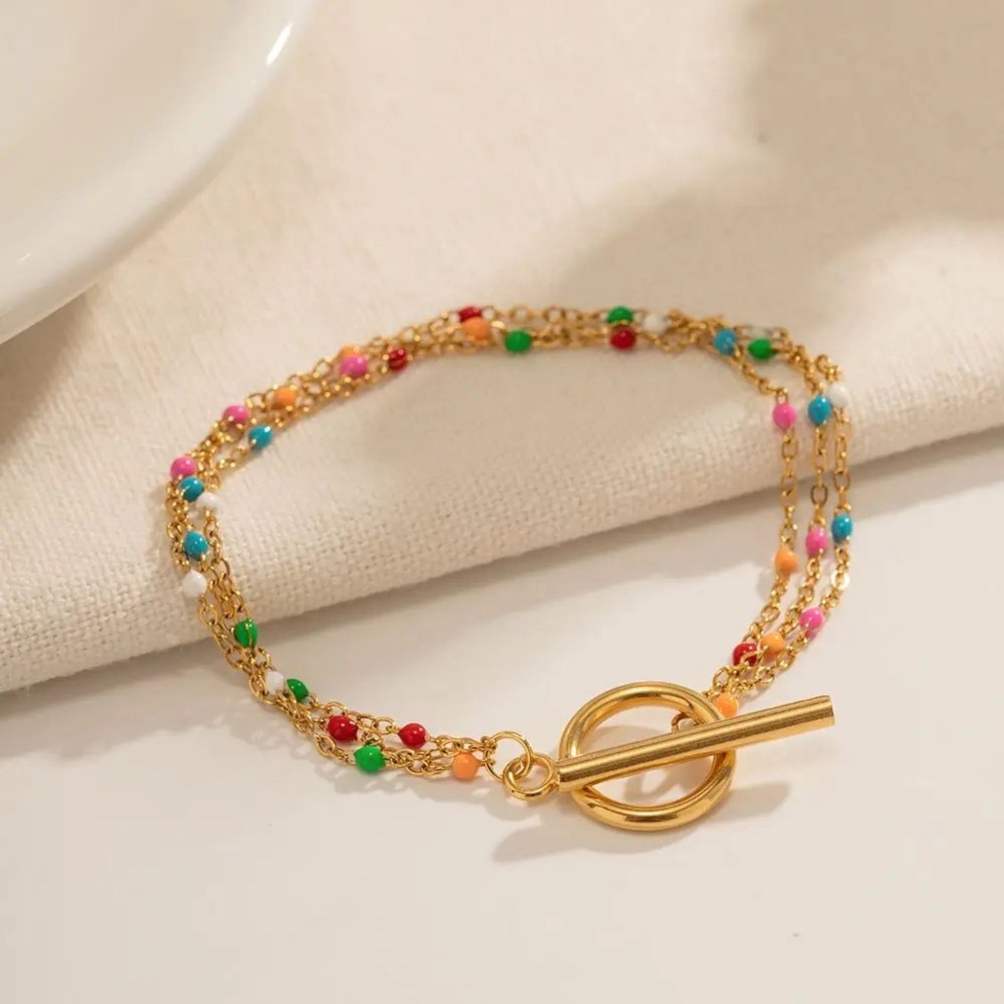 Radiant Layers 18K Gold-Plated Beaded Bracelet