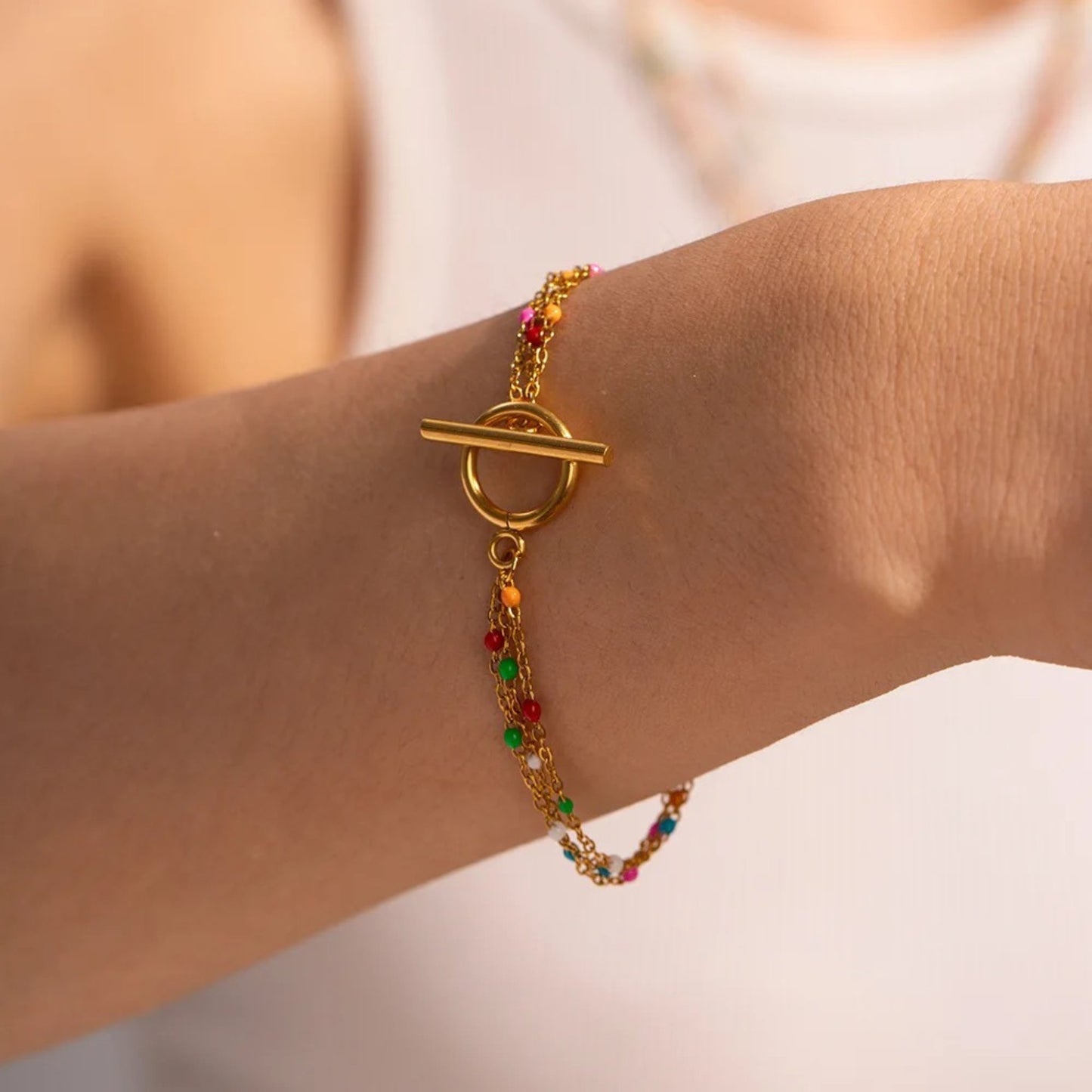 Radiant Layers 18K Gold-Plated Beaded Bracelet