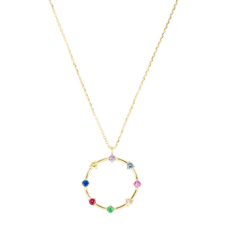 Rainbow Circle 18K Gold Plated Sterling Silver Necklace