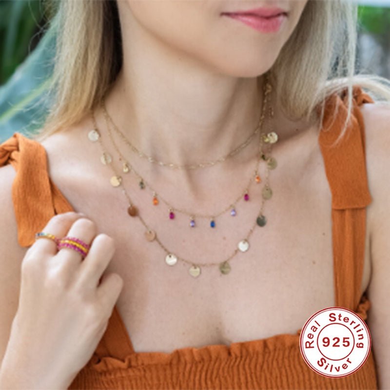 Rainbow Teardrop 18K Gold Plated Sterling Silver Necklace