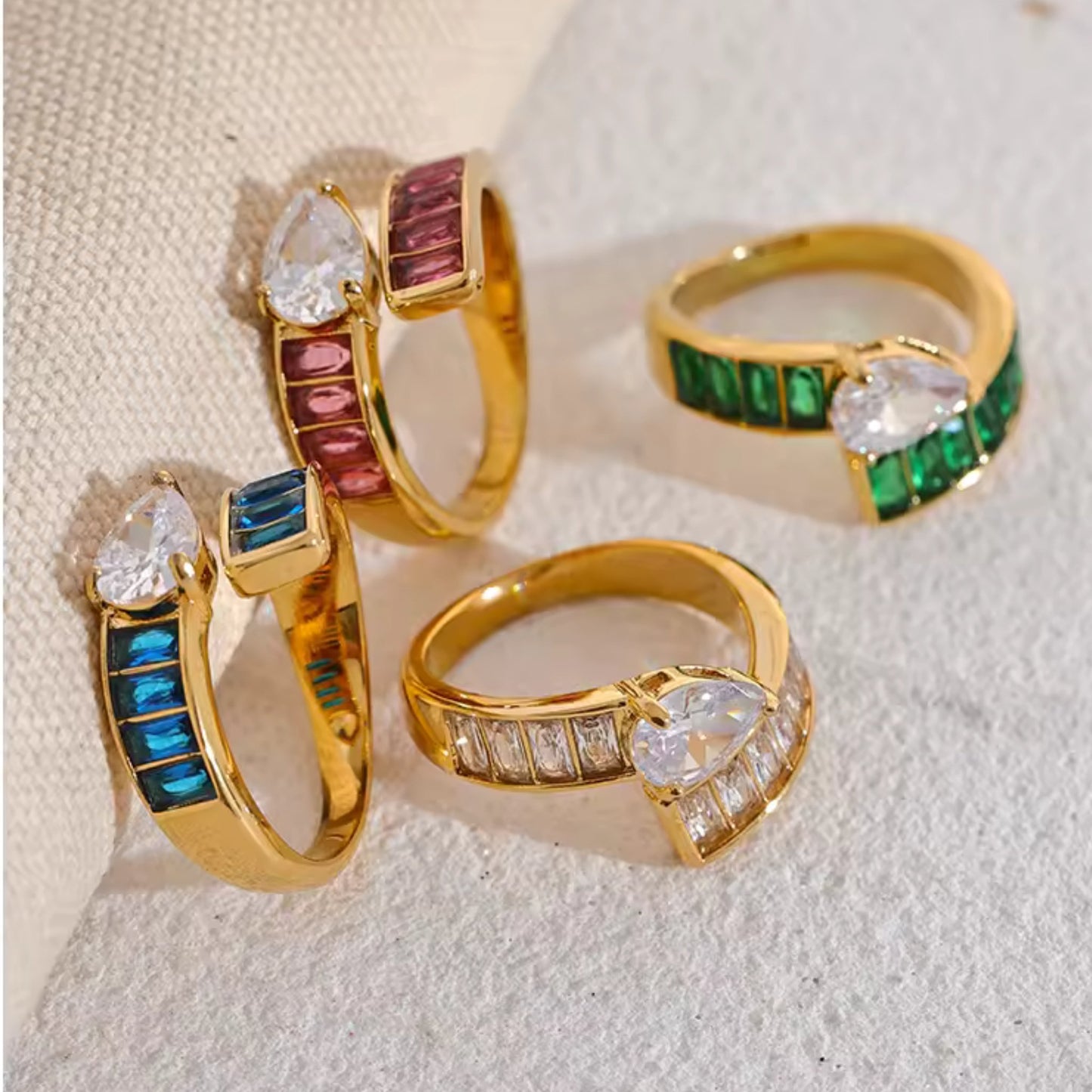Regal Radiance Gemstone 18K Gold Plated Ring