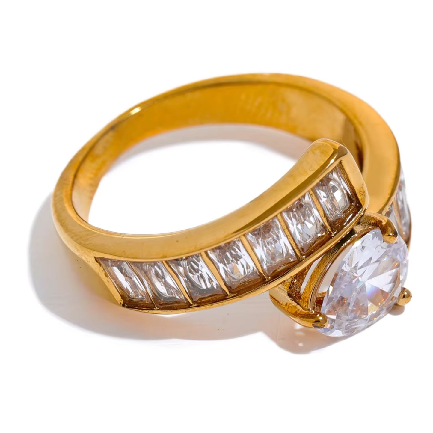 Regal Radiance Gemstone 18K Gold Plated Ring