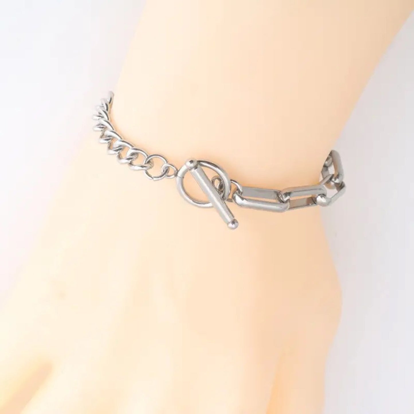 Smiley Charm Mixed Chain Bracelet