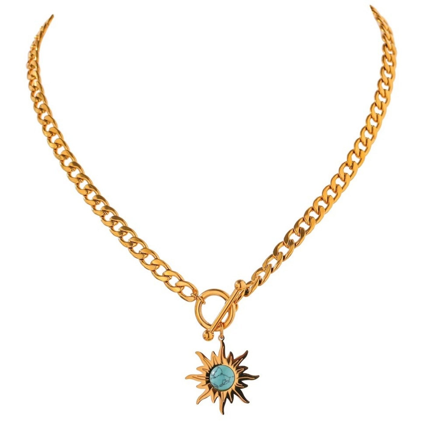 Sunburst Turquoise Charm Necklace