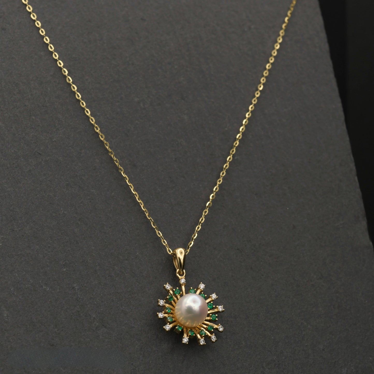 Sunrise Elegance 18K Gold Plated Sterling Silver Pearl Necklace