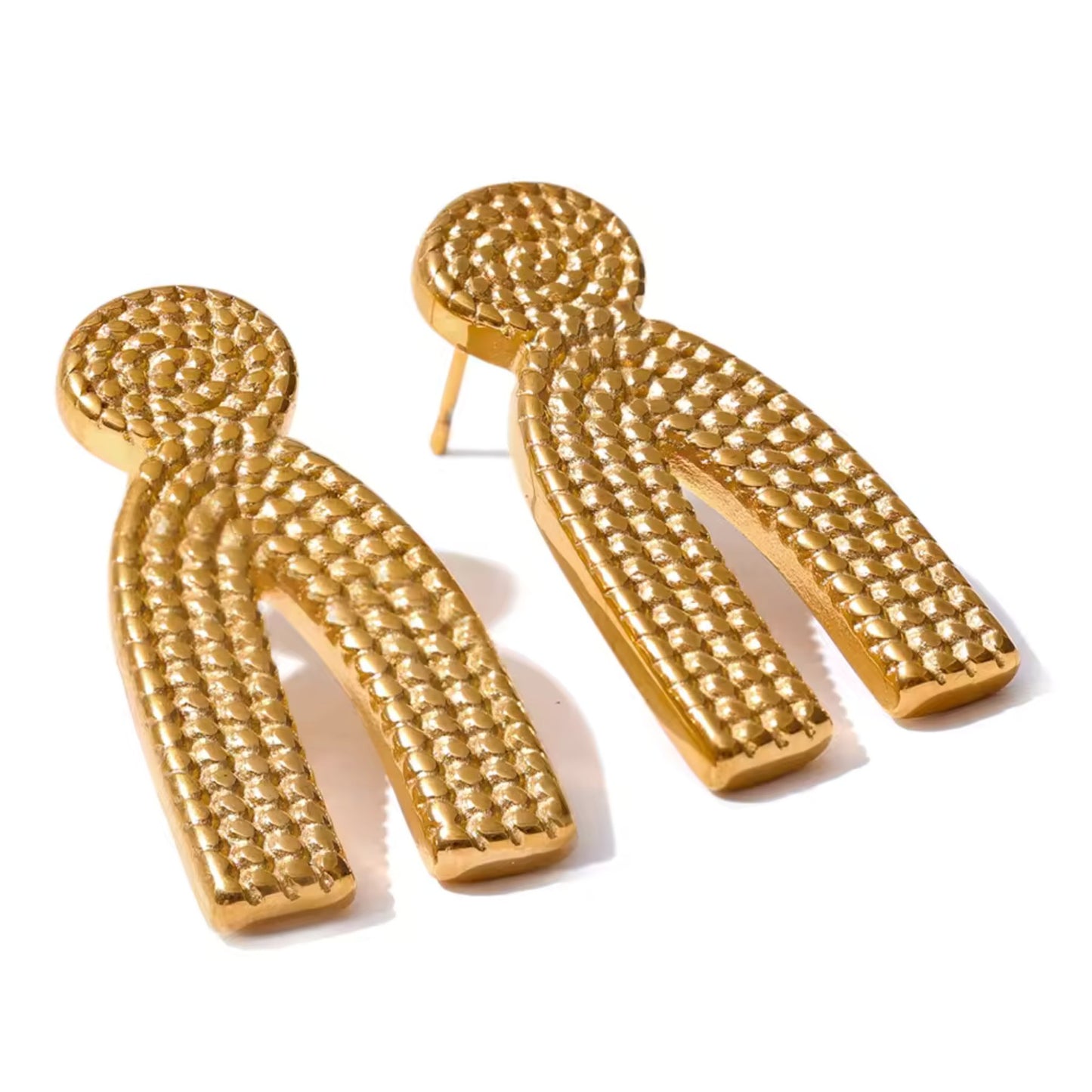 Textured Arch Statement 18K Gold Plated Earrings