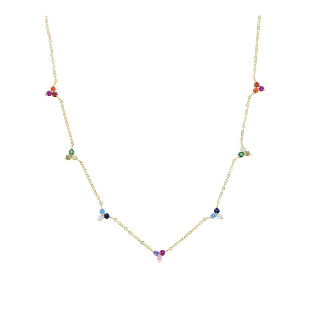 Tri-Color Bliss 18K Gold Plated Sterling Silver Necklace