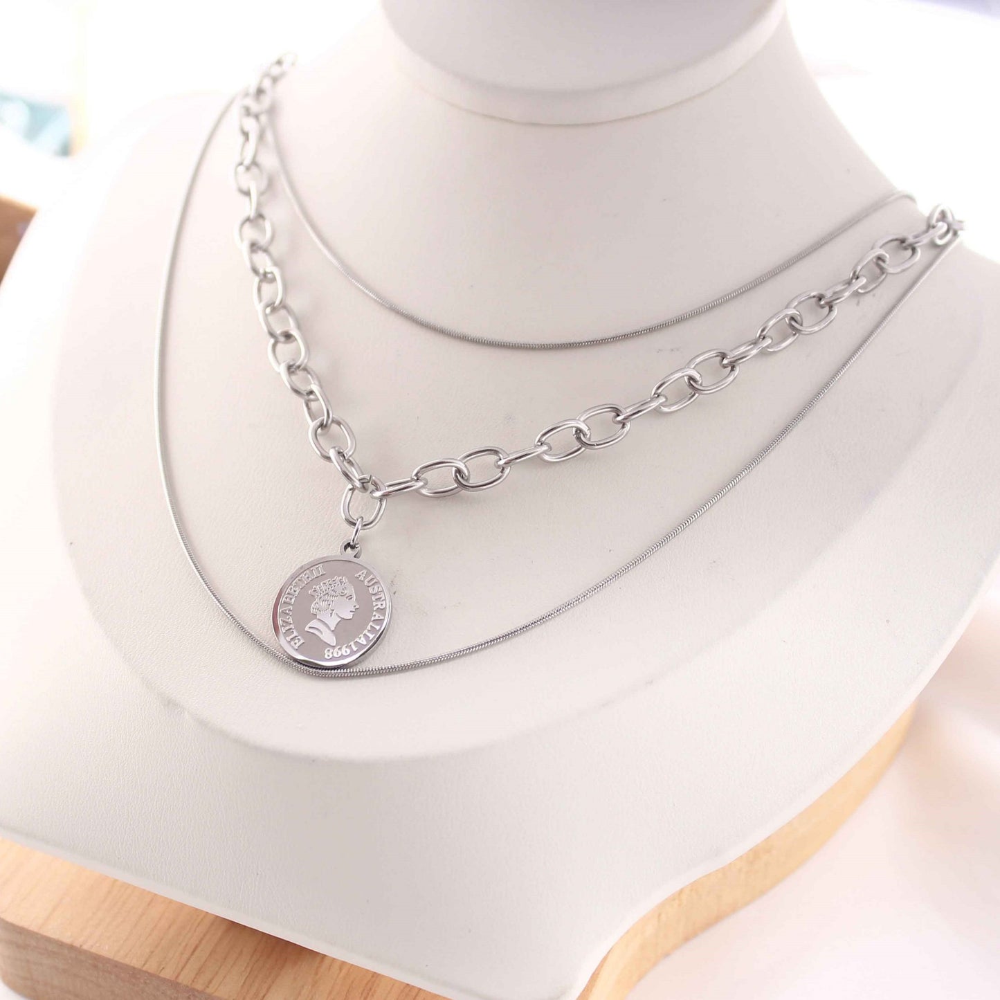 Triple Layer Coin Pendant Necklace
