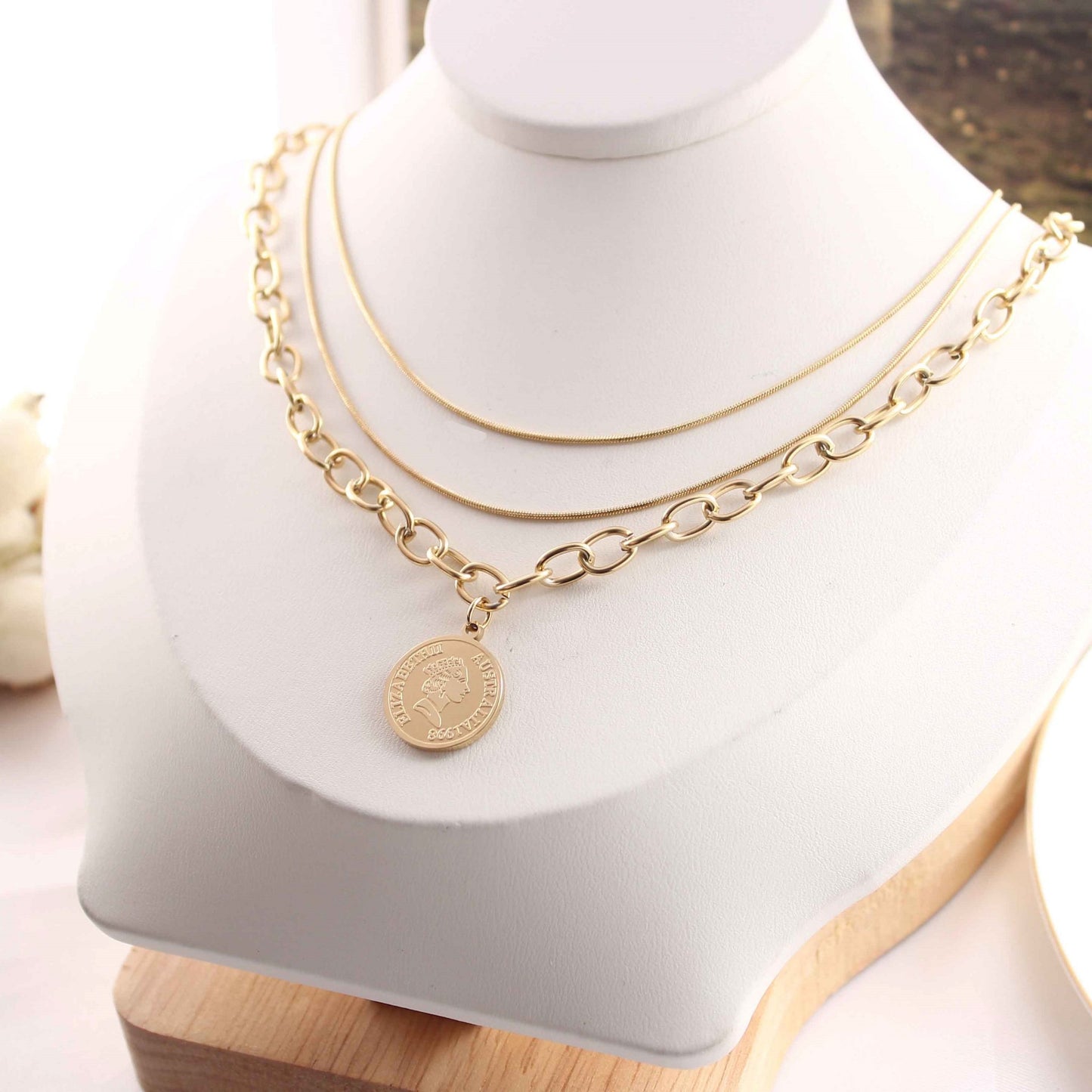 Triple Layer Coin Pendant Necklace