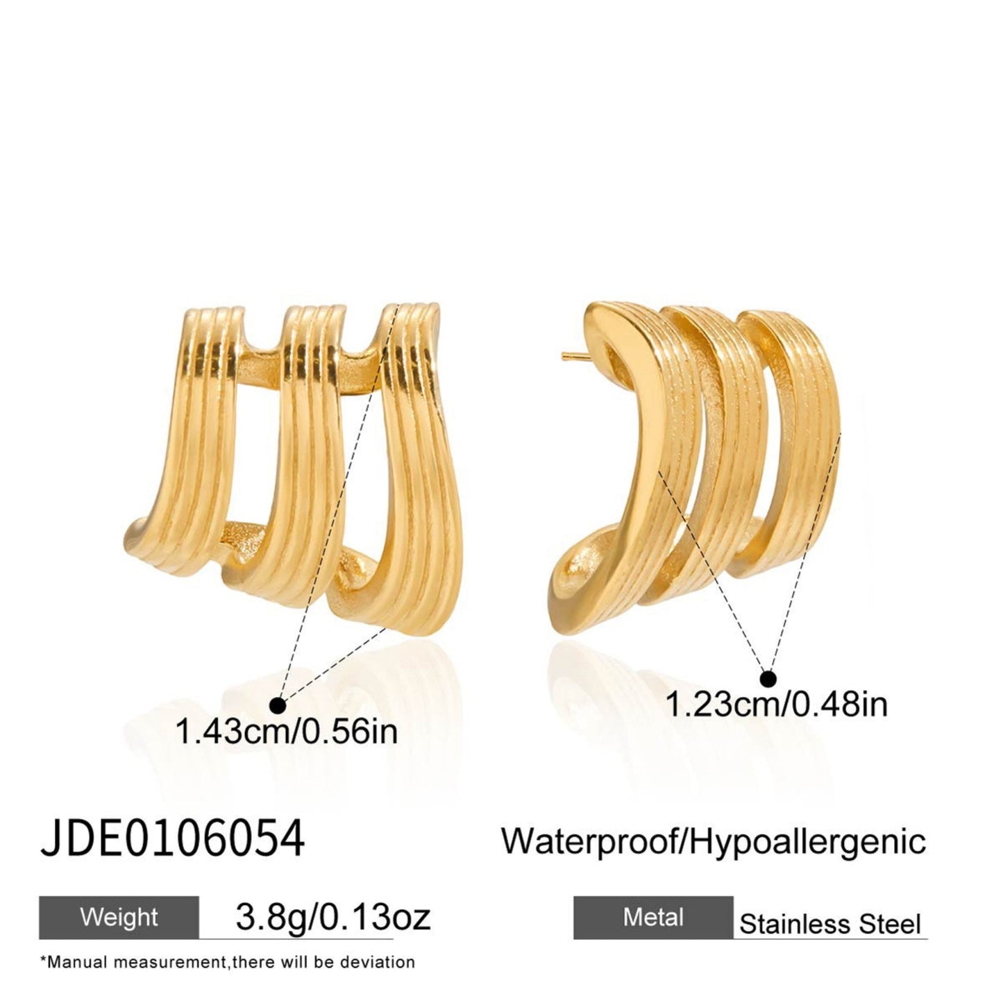 Triple Wave Hoop Earrings – 18K Gold Plated