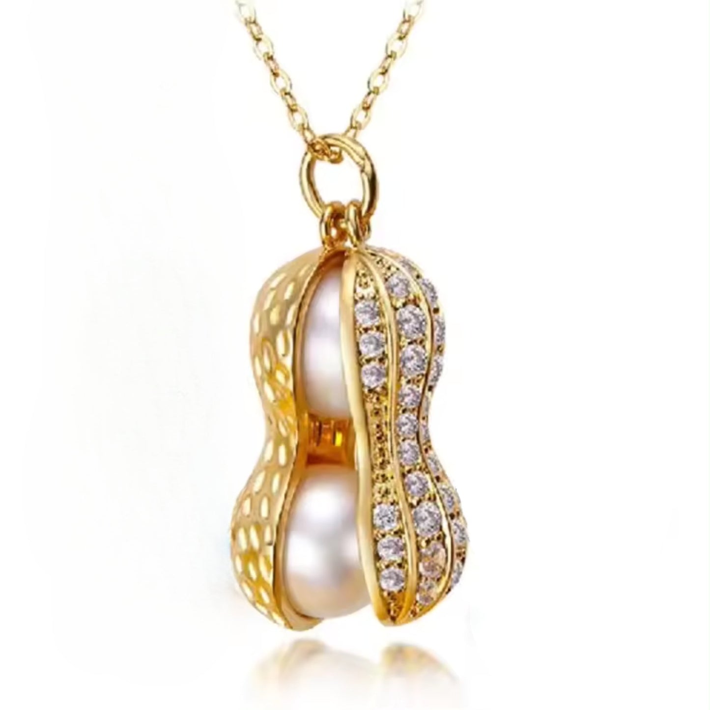 Twin Pearl Peanut Pendant Necklace