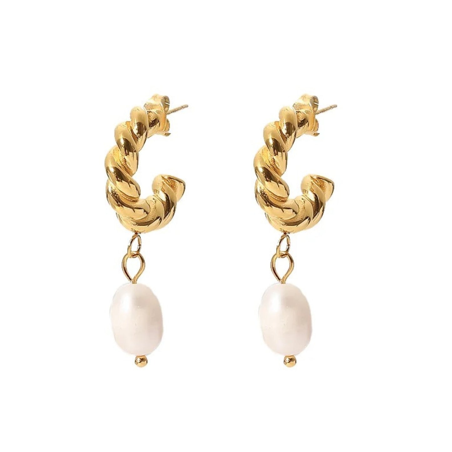 Twisted Elegance Pearl Drop Earrings