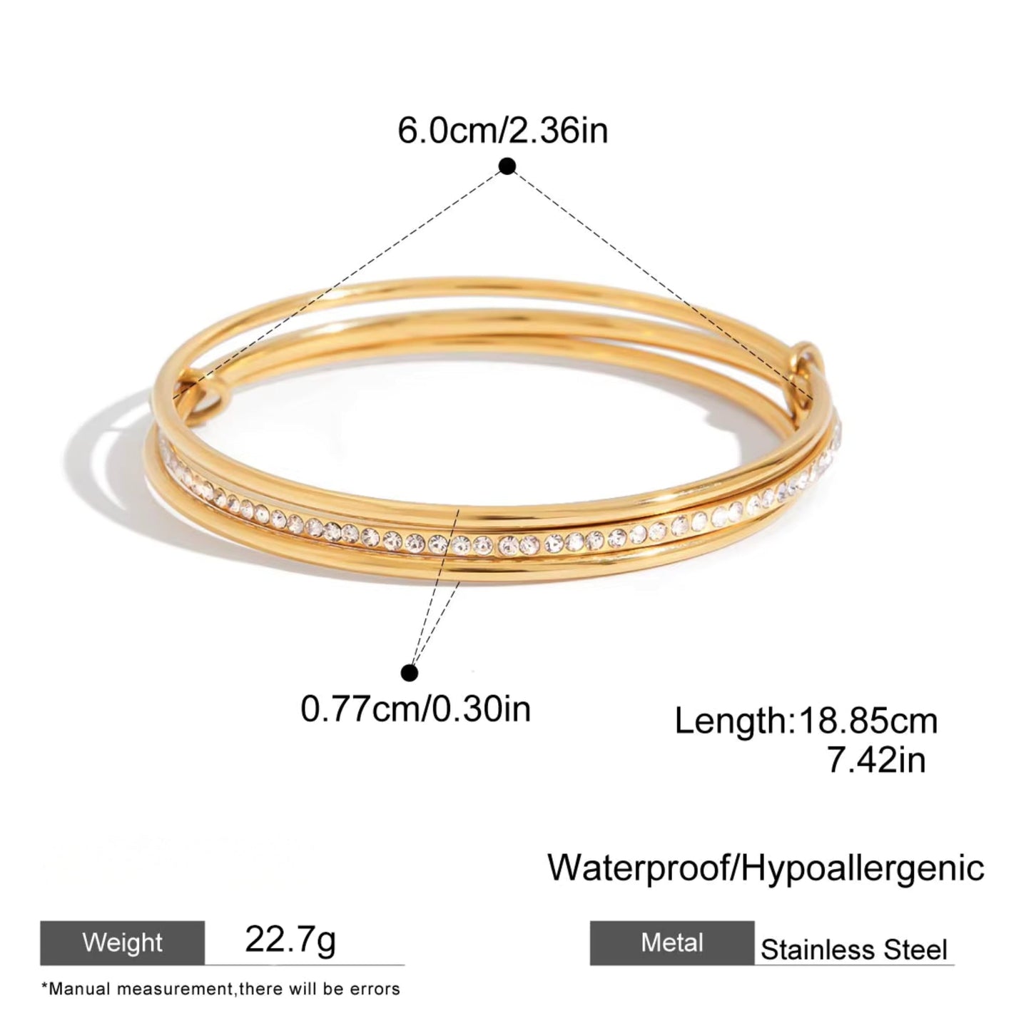Two-Tone Interlocking Bangle – Silver & Gold 18K Stainless Steel Bracelet