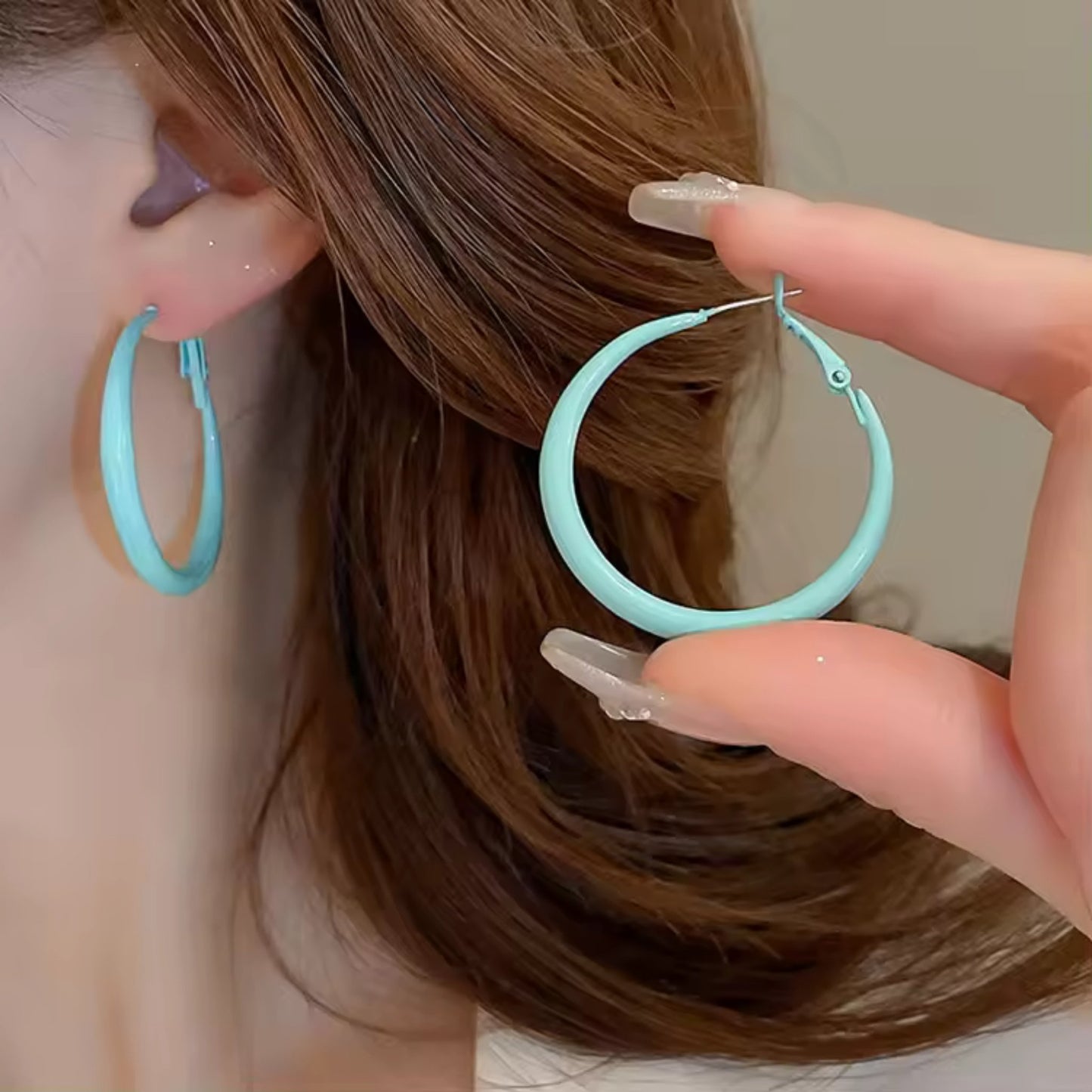 Vibrant Oil Drop Enamel Hoop Earrings