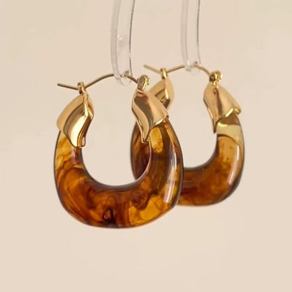 Amber Curve Drop Earrings – Gold Plated Stainless Steel