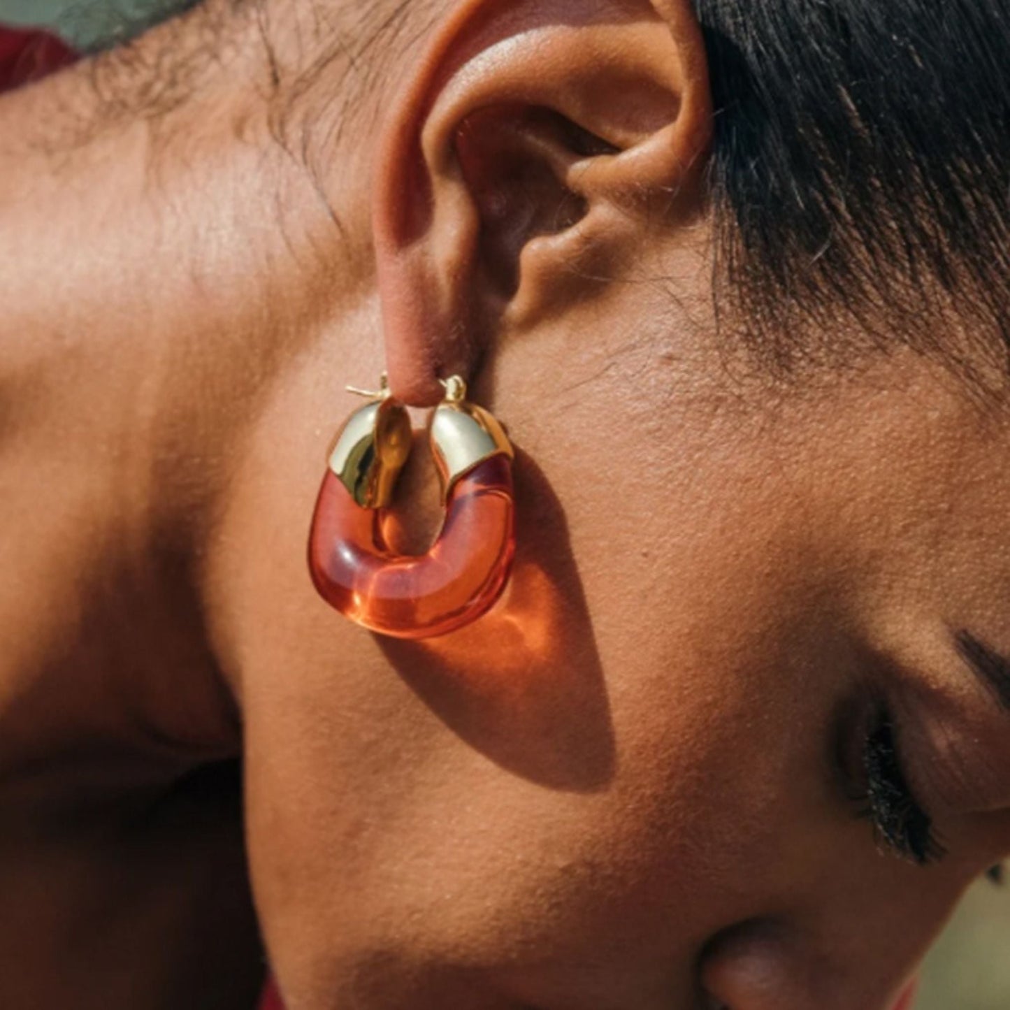 Amber Curve Drop Earrings – Gold Plated Stainless Steel