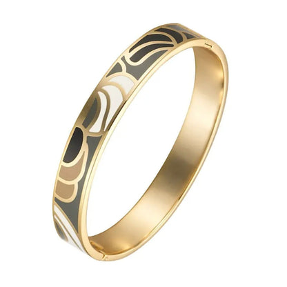 Artistic Enamel Painted Bangle 18K Gold Plated Bracelets