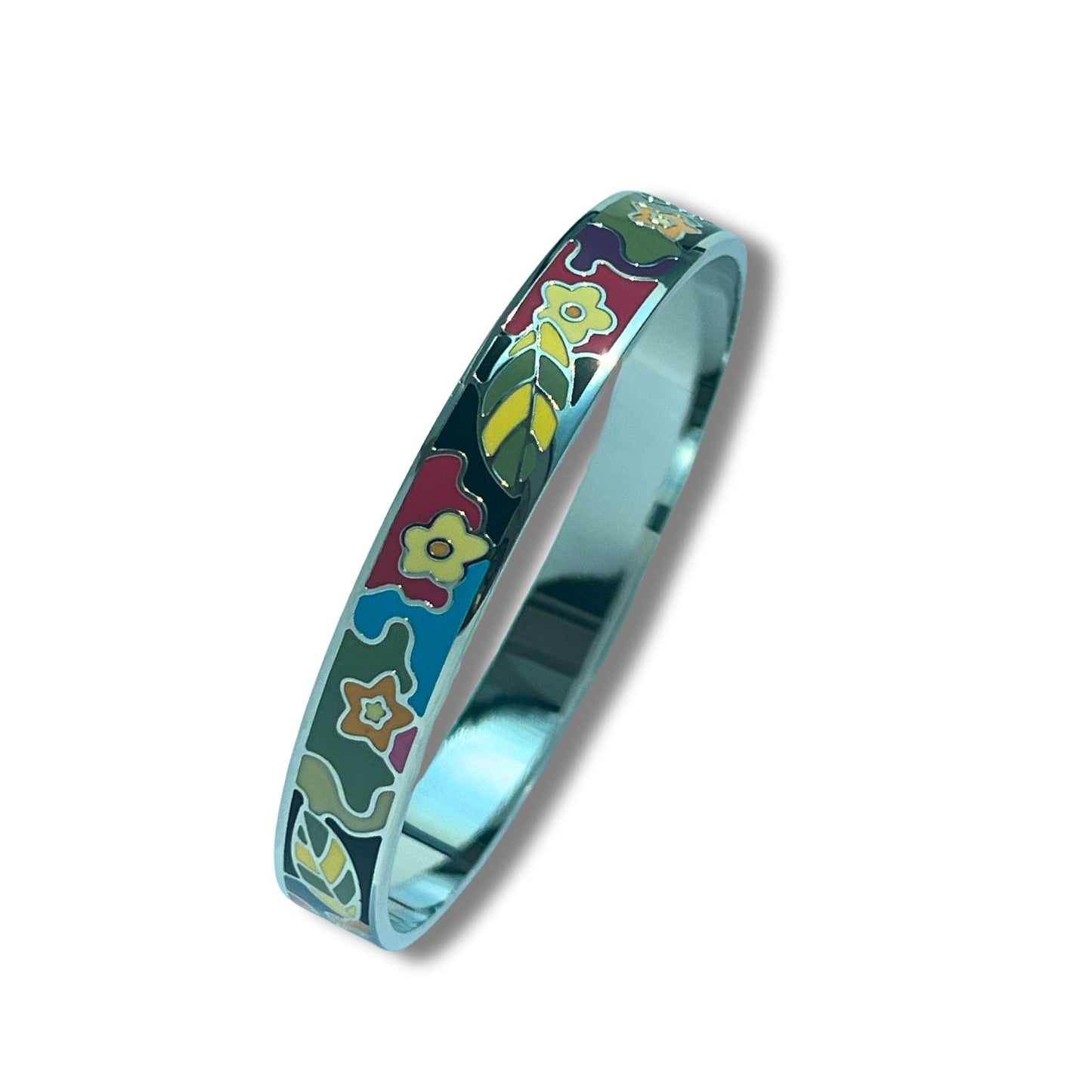 Artistic Enamel Painted Bangle 18K Gold Plated Bracelets