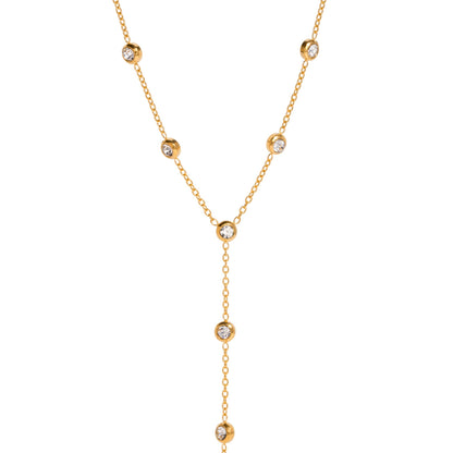 Aurora Glow Dainty Y-Chain 18K Gold Plated Necklace