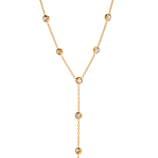 Aurora Glow Dainty Y-Chain 18K Gold Plated Necklace