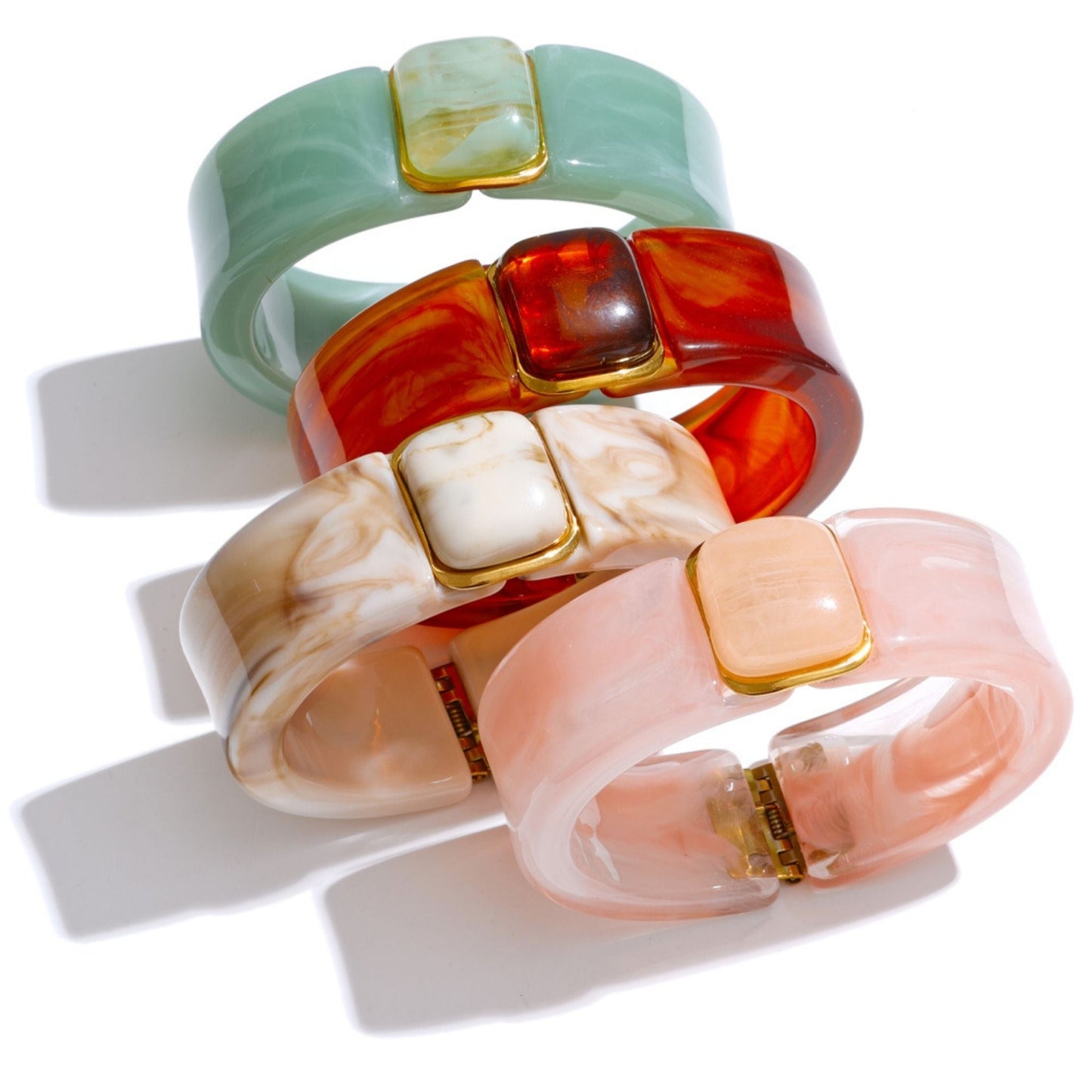 Aurora Luxe Wide Acrylic & Gold Statement Bracelet