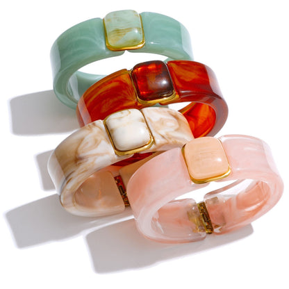 Aurora Luxe Wide Acrylic & Gold Statement Bracelet