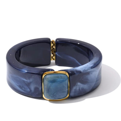 Aurora Luxe Wide Acrylic & Gold Statement Bracelet