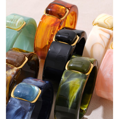 Aurora Luxe Wide Acrylic & Gold Statement Bracelet