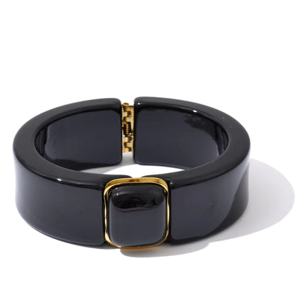 Aurora Luxe Wide Acrylic & Gold Statement Bracelet