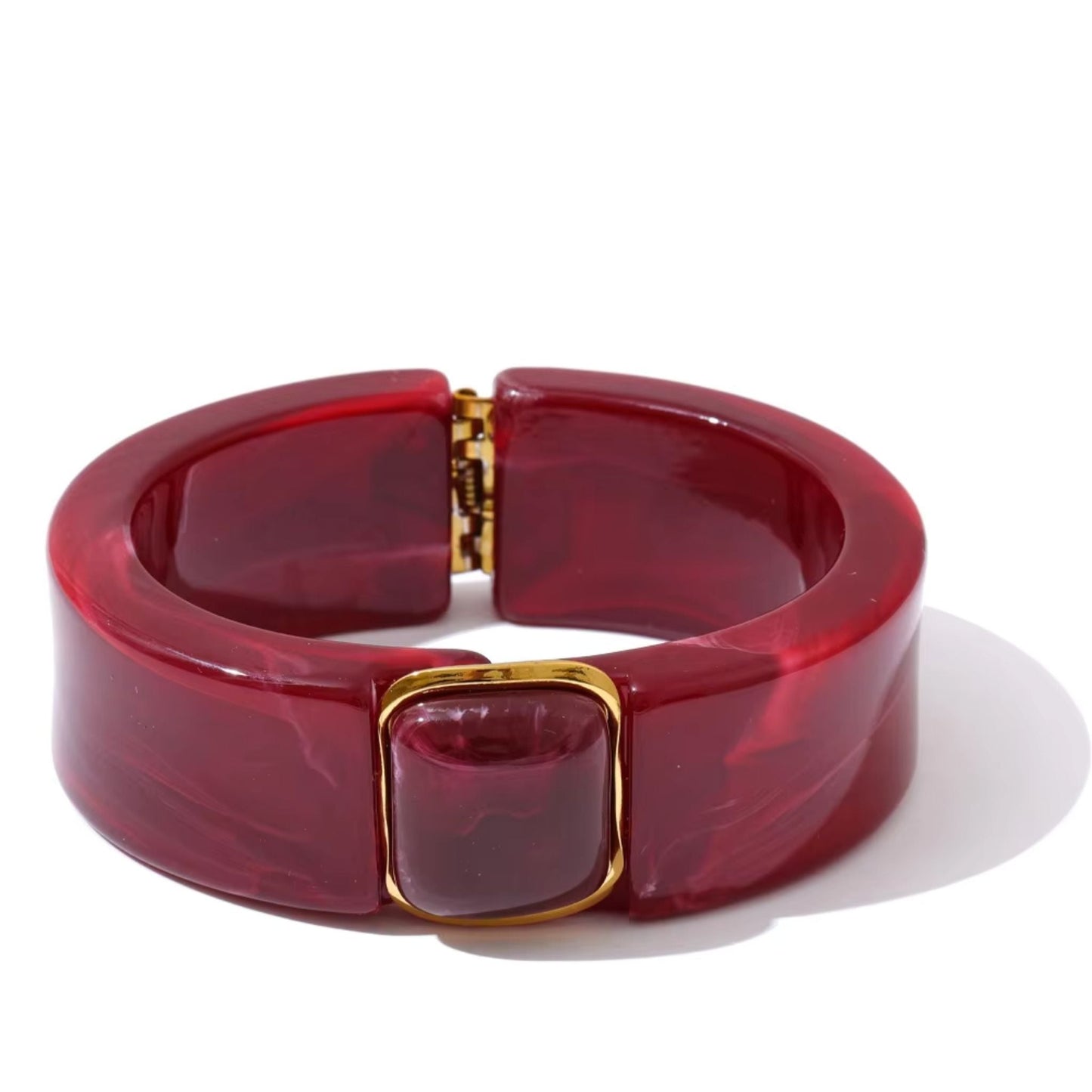 Aurora Luxe Wide Acrylic & Gold Statement Bracelet