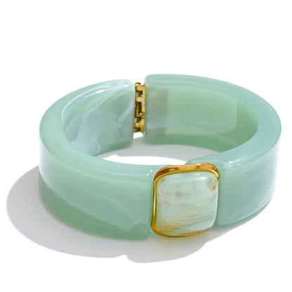 Aurora Luxe Wide Acrylic & Gold Statement Bracelet