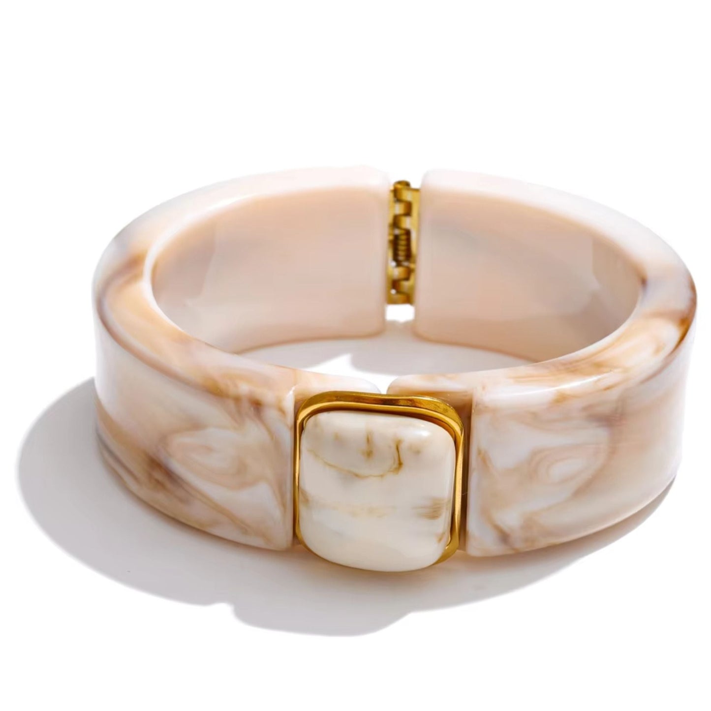 Aurora Luxe Wide Acrylic & Gold Statement Bracelet