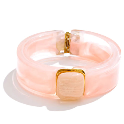 Aurora Luxe Wide Acrylic & Gold Statement Bracelet