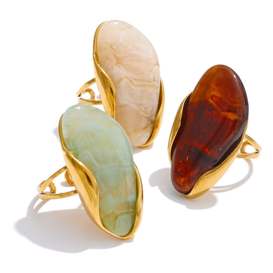 Aurora Wave Adjustable Statement Gold Plated Rings