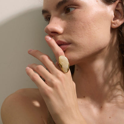 Aurora Wave Adjustable Statement Gold Plated Rings