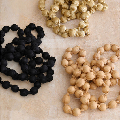 Autumn Luxe Fabric-Wrapped Beaded Long Necklace