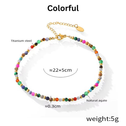 Details for the Colorful Beaded Charm 18K Gold Plated Anklet, ideal for birthdays, holidays, or special occasions.