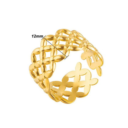 Details for the Golden Bloom Filigree Adjustable Ring featuring an intricate floral filigree design with 18K gold plating or silver plating, Perfect for gifts and any occasion.