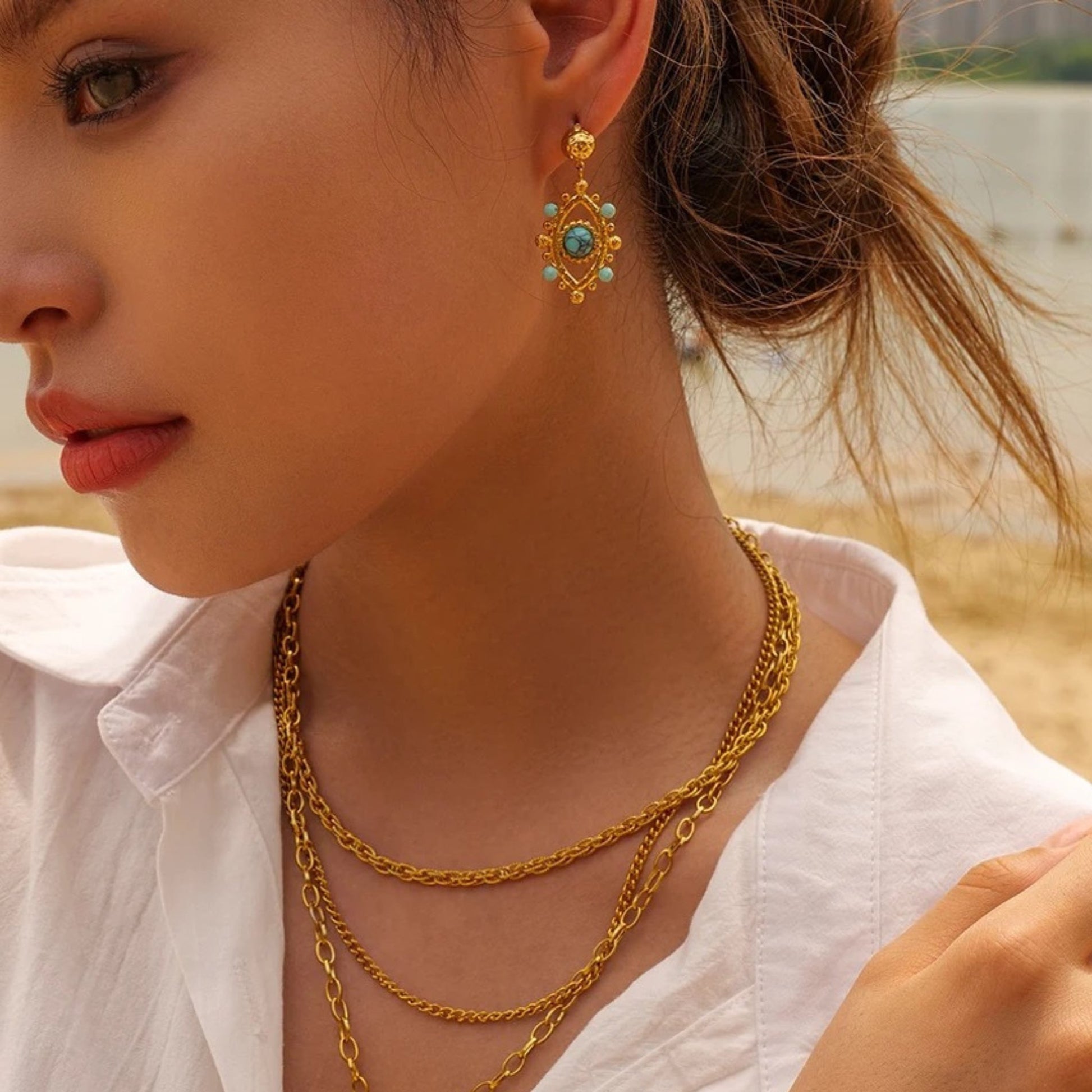 Bohemian Medallion Earrings styled for bold and elegant looks, perfect for casual or formal wear.