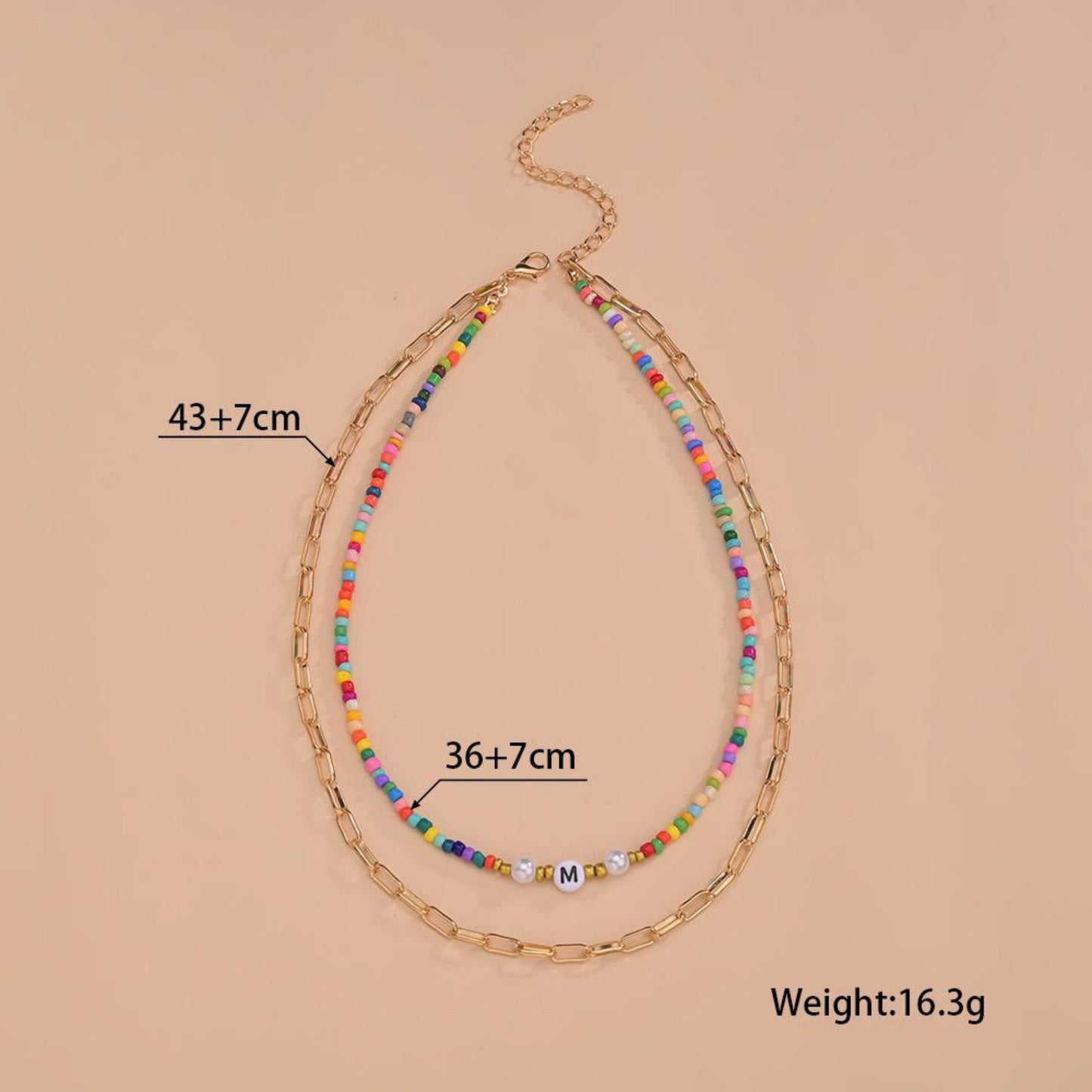 Details for the Layered Bead Necklace. Perfect Gift