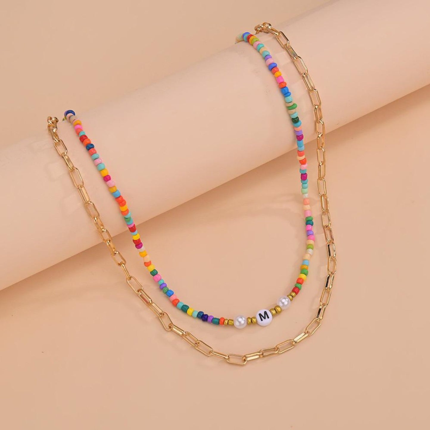 Layered Bead Necklace styled for music festivals or casual outfits, adding vibrant color.