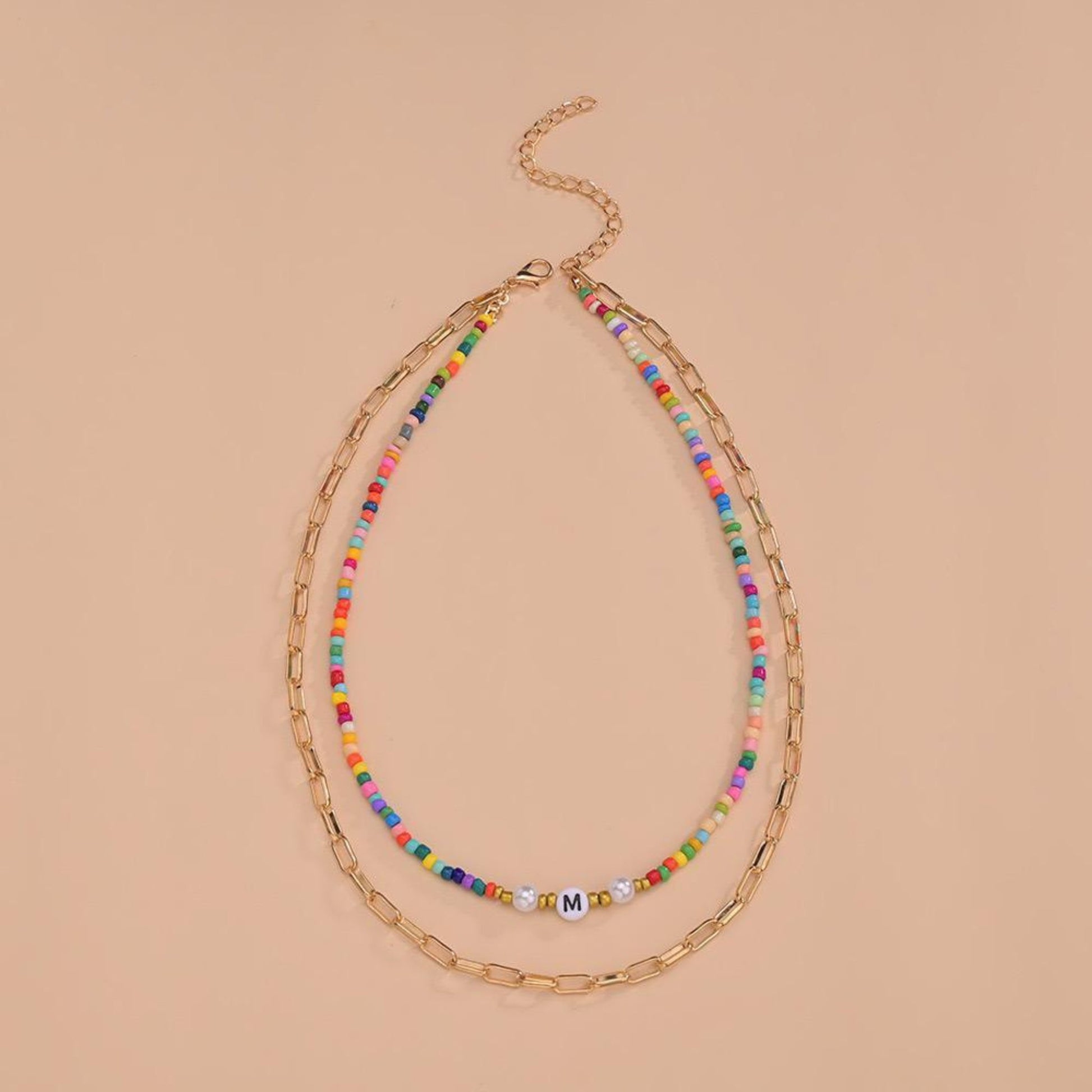 Layered Bead Necklace styled for music festivals or casual outfits, adding vibrant color.