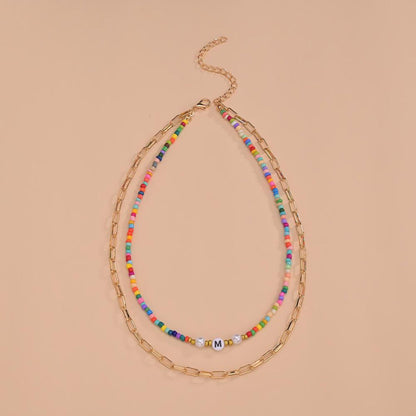 Layered Bead Necklace styled for music festivals or casual outfits, adding vibrant color.