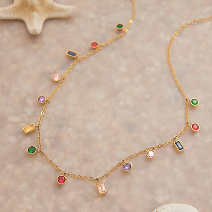 Celeste Rainbow Charm 18K Gold Plated Necklace