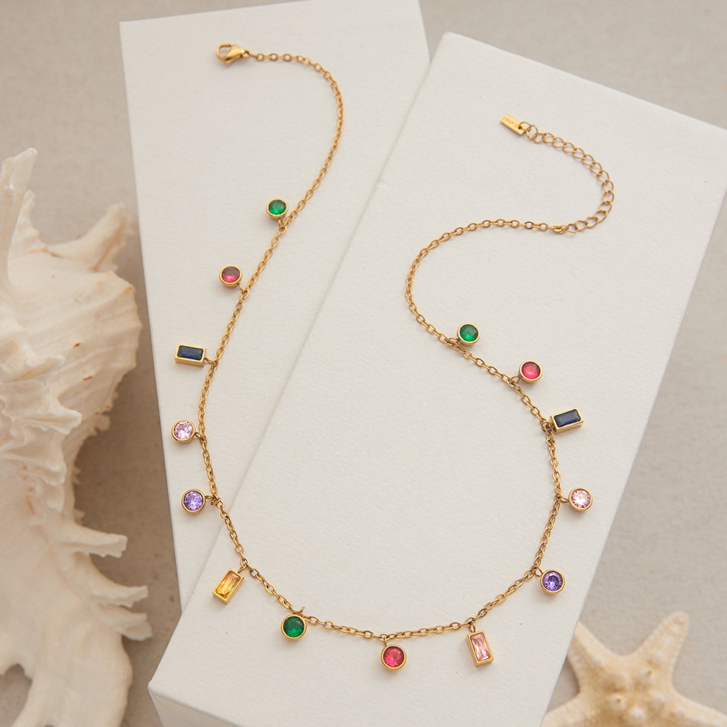 Celeste Rainbow Charm 18K Gold Plated Necklace