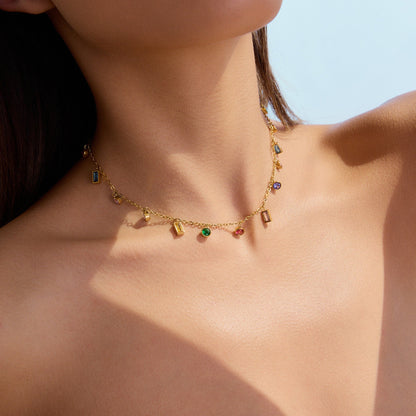 Celeste Rainbow Charm 18K Gold Plated Necklace