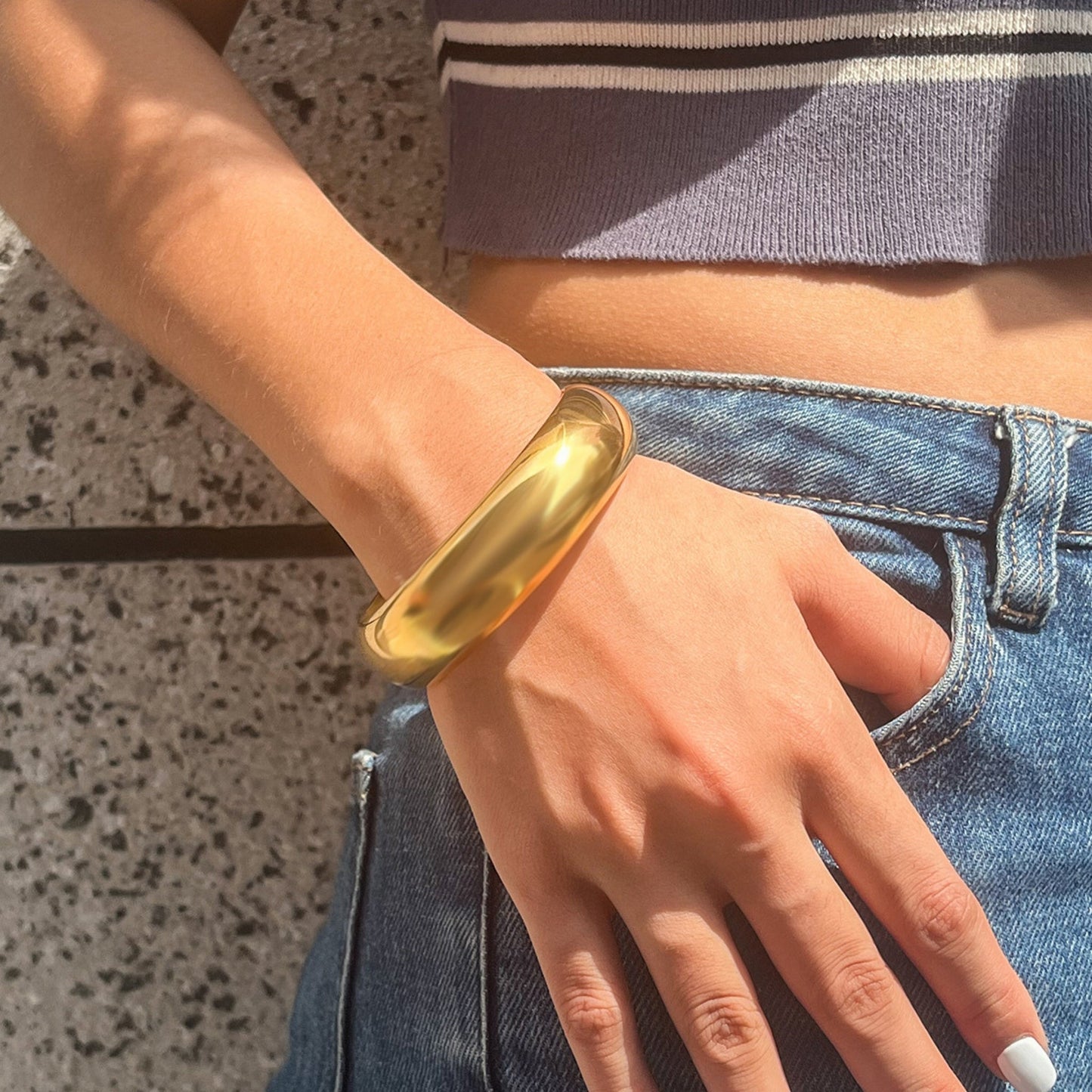 Classic Dome Bangle – 18K Gold Plated Stainless Steel