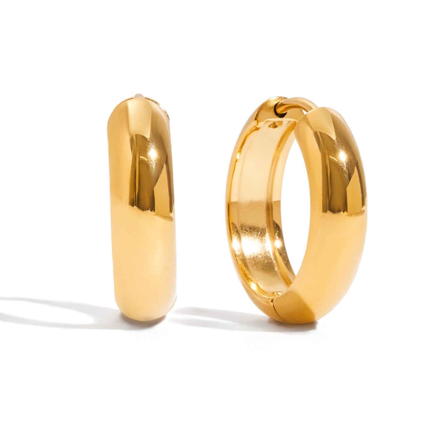 Classic Gold Dome Hoop Earrings – 18K Gold Plated Stainless Steel