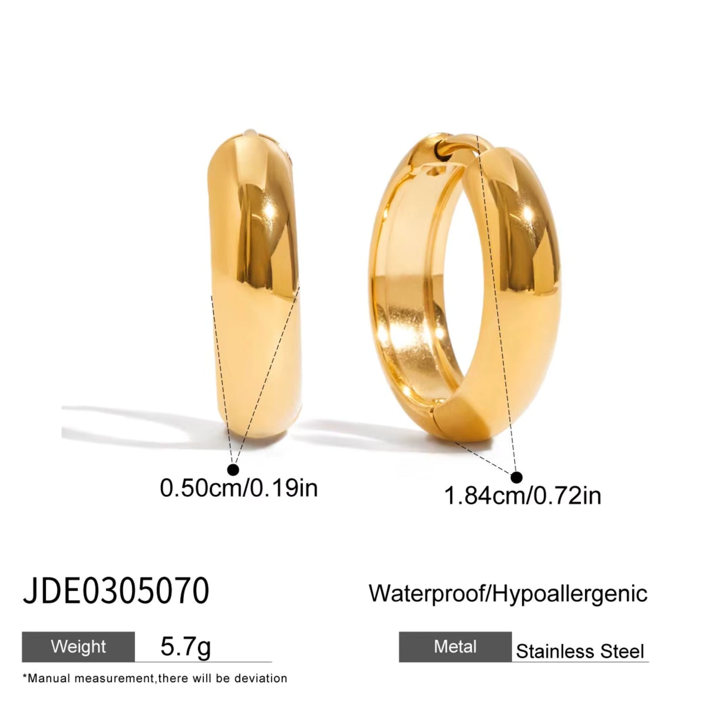 Classic Gold Dome Hoop Earrings – 18K Gold Plated Stainless Steel