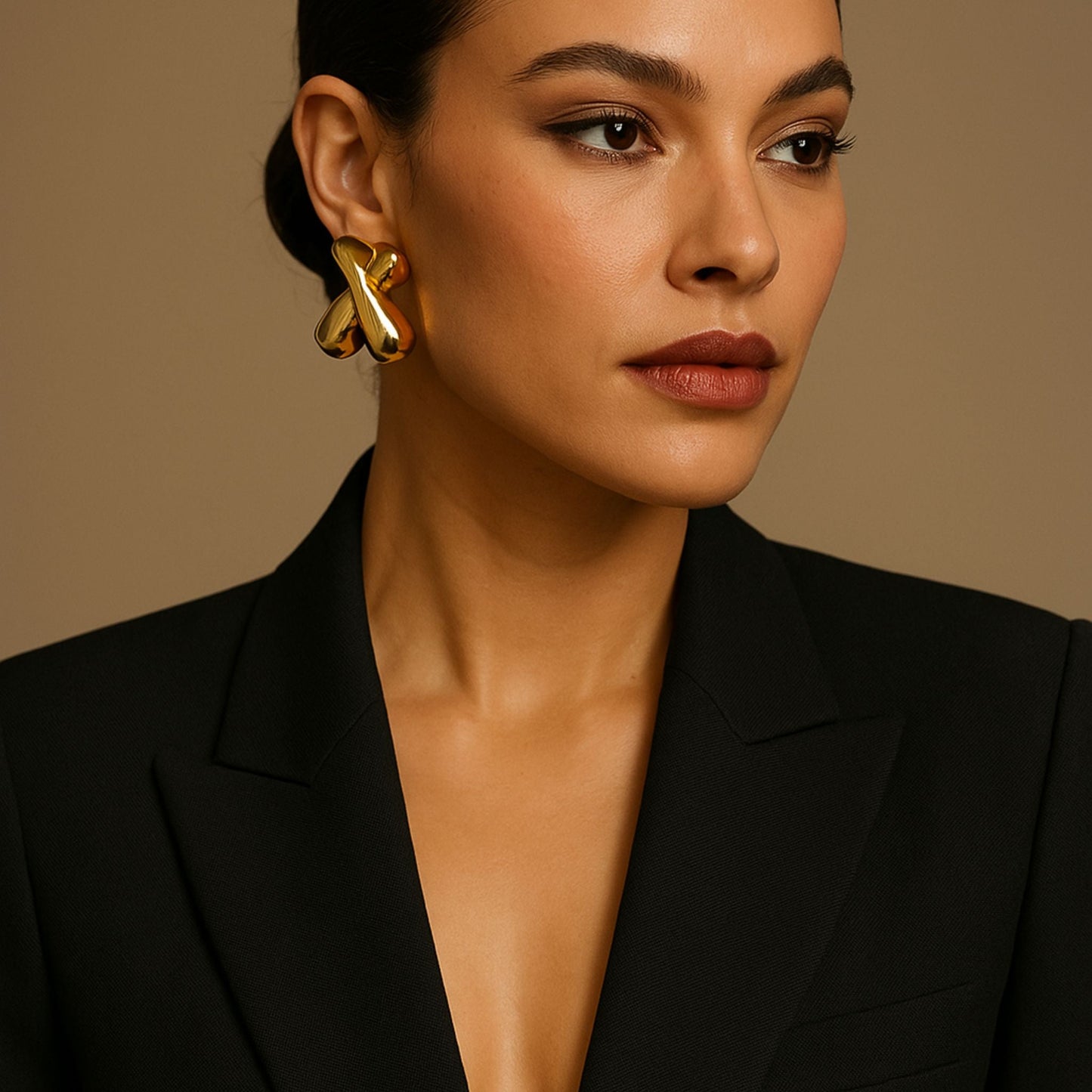 Crossed Elegance Dual-Tone 18K Gold Plated Earrings